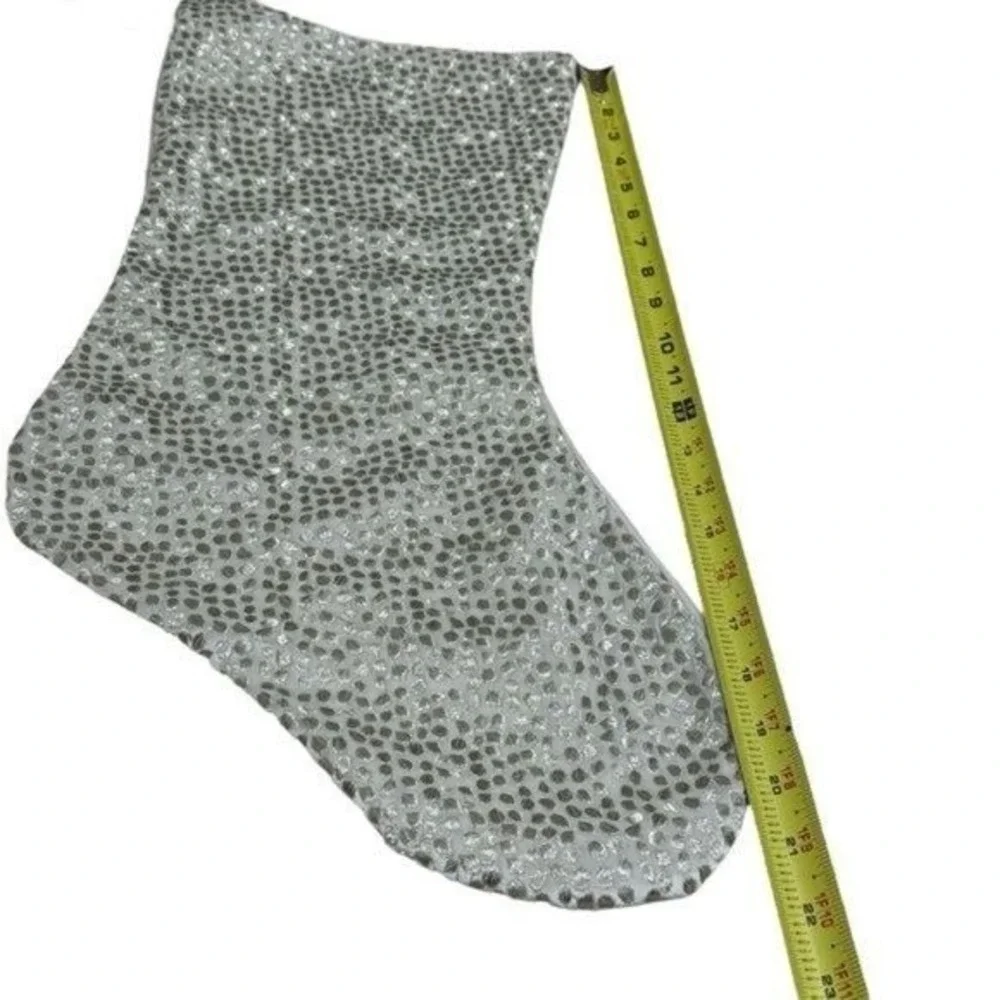NEW Thro by Marlo Lorenz Ivory and Gold Embroidered Holiday Christmas‎ Stocking